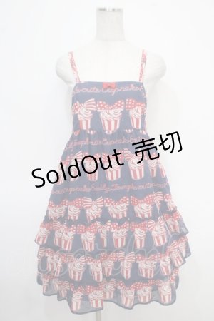 画像: Emily Temple cute / cup cakeロゴキャミソールワンピース  紺 Y-25-05-05-097-ET-OP-SZ-ZY