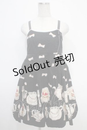 画像: Emily Temple cute / ティーカップブローチ付ノースリーブワンピース  クロ Y-25-05-05-103-ET-OP-SZ-ZY