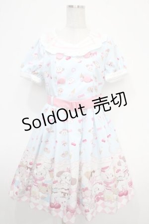 画像: axes femme Kawaii / mikko illustration × axes femme Kawaii ダイナーカフェワンピース M サックス Y-25-05-05-111-AX-OP-SZ-ZT065