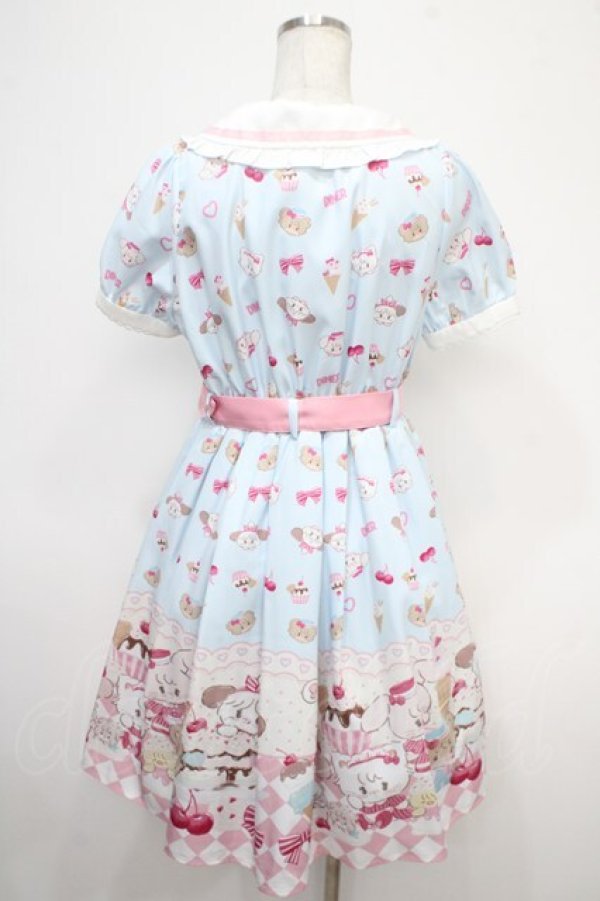 画像2: axes femme kawaii / mikko illustration × axes femme KAWAII ダイナーカフェワンピース M サックス Y-25-05-05-111-AX-OP-SZ-ZY (2)