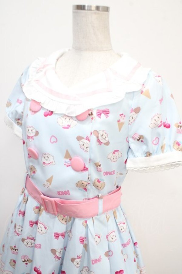 画像3: axes femme kawaii / mikko illustration × axes femme KAWAII ダイナーカフェワンピース M サックス Y-25-05-05-111-AX-OP-SZ-ZY (3)