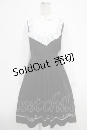 画像: axes femme / キャット刺繍ドッキングワンピース F 黒 Y-25-05-05-113-AX-OP-SZ-ZY