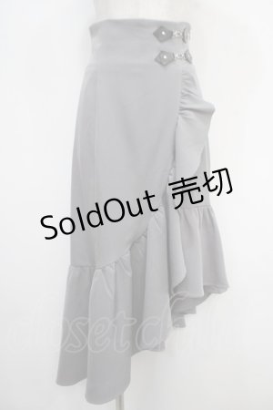 画像: axes femme POETIQUE / 前フリルスカート  グレー Y-25-05-05-127-AX-SK-SZ-ZY