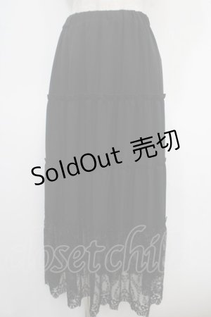 画像: axes femme / 裾レースティアードスカート M 黒 Y-25-05-05-133-AX-SK-SZ-ZY