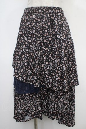 画像: axes femme POETIQUE / フラワーランダムフリルスカート M 黒 Y-25-05-05-146-AX-SK-SZ-ZY