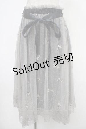 画像: axes femme / 小花刺繍イレヘムスカート M 紺 Y-25-05-05-147-AX-SK-SZ-ZI
