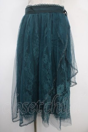 画像: axes femme POETIQUE / レースｘチュールイレヘムスカート M グリーン Y-25-05-05-149-AX-SK-SZ-ZY