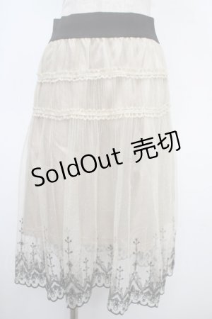 画像: axes femme / 刺繍入りチュール使いスカート M グレー Y-25-05-05-151-AX-SK-SZ-ZY