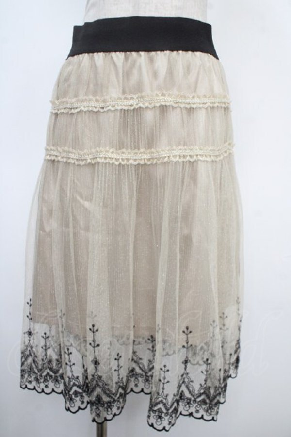 画像1: axes femme / 刺繍入りチュール使いスカート M グレー Y-25-05-05-151-AX-SK-SZ-ZY (1)