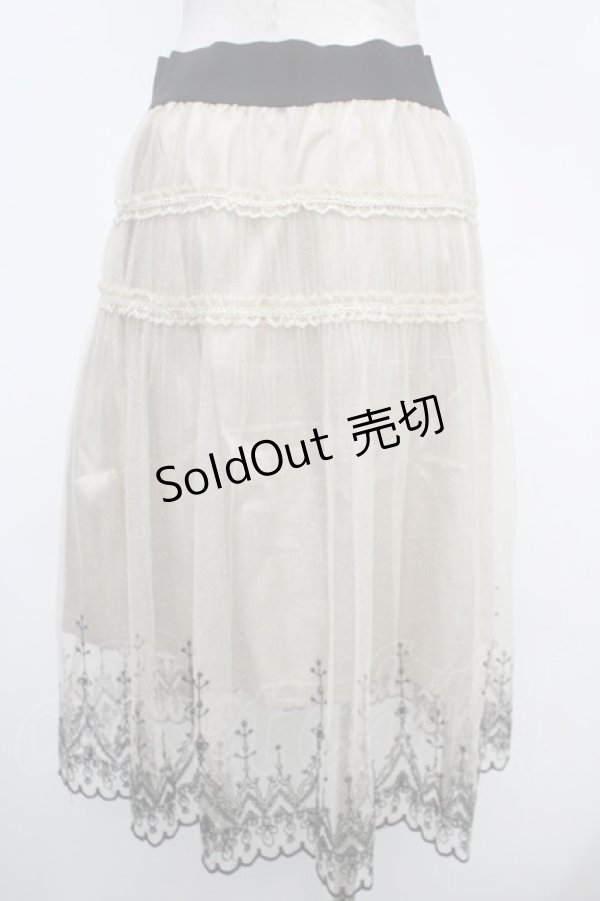 画像2: axes femme / 刺繍入りチュール使いスカート M グレー Y-25-05-05-151-AX-SK-SZ-ZY (2)