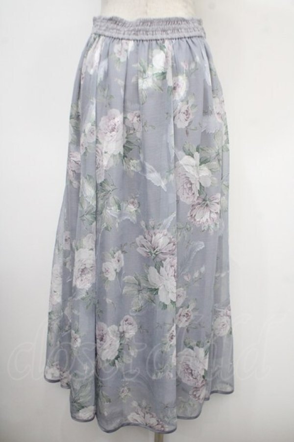 画像2: axes femme / 花柄シアージャカードスカート  ラベンダー Y-25-05-05-156-AX-SK-SZ-ZY (2)