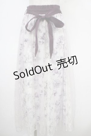 画像: axes femme / 薔薇柄チュール×レース重ねスカート  ラベンダー Y-25-05-05-157-AX-SK-SZ-ZY