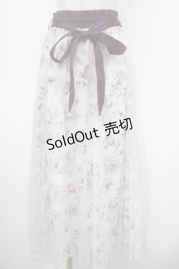 画像1: axes femme / 薔薇柄チュール×レース重ねスカート  ラベンダー Y-25-05-05-157-AX-SK-SZ-ZY (1)