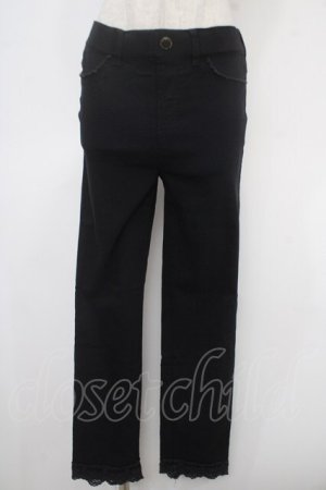 画像: axes femme / 裾レースストレッチパンツ  黒 Y-25-05-05-160-AX-PA-SZ-ZY