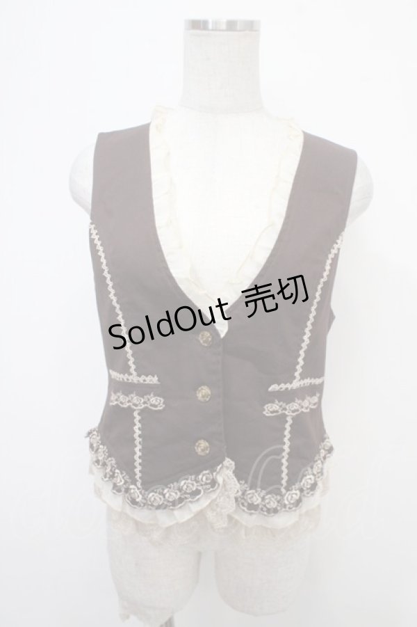 画像1: axes femme / 薔薇刺繍ベスト M 茶 Y-25-05-05-027-AX-TO-SZ-ZY (1)