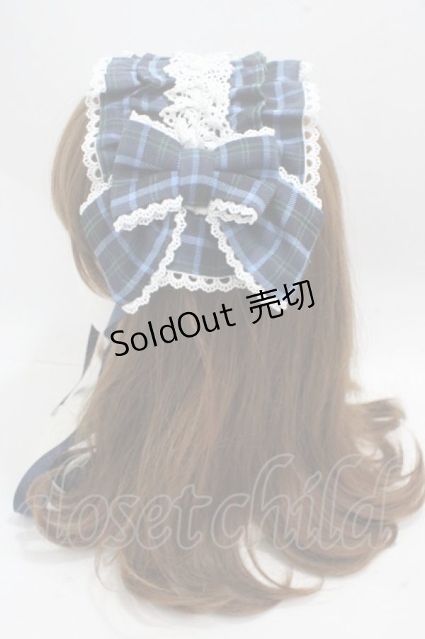 画像2: axes femme kawaii / タータンチェックヘッドドレス  紺 Y-25-05-08-072-AX-AC-SZ-ZY (2)