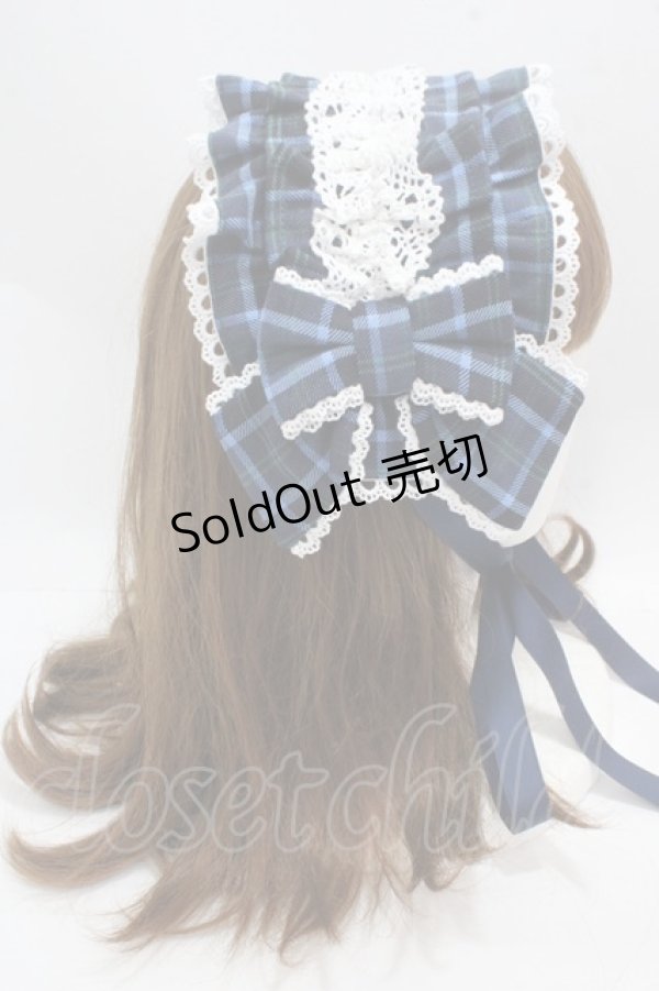 画像3: axes femme kawaii / タータンチェックヘッドドレス  紺 Y-25-05-08-072-AX-AC-SZ-ZY (3)