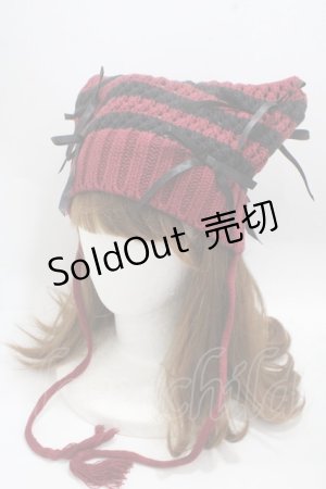 画像: axes femme POETIQUE / 猫耳サブカルニット帽 F 赤 Y-25-05-08-079-AX-AC-SZ-ZY