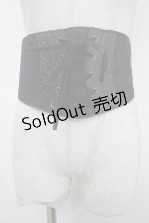 画像: axes femme / レース使い編み上げゴムベルト  黒 Y-25-05-08-031-AX-ZA-SZ-ZY