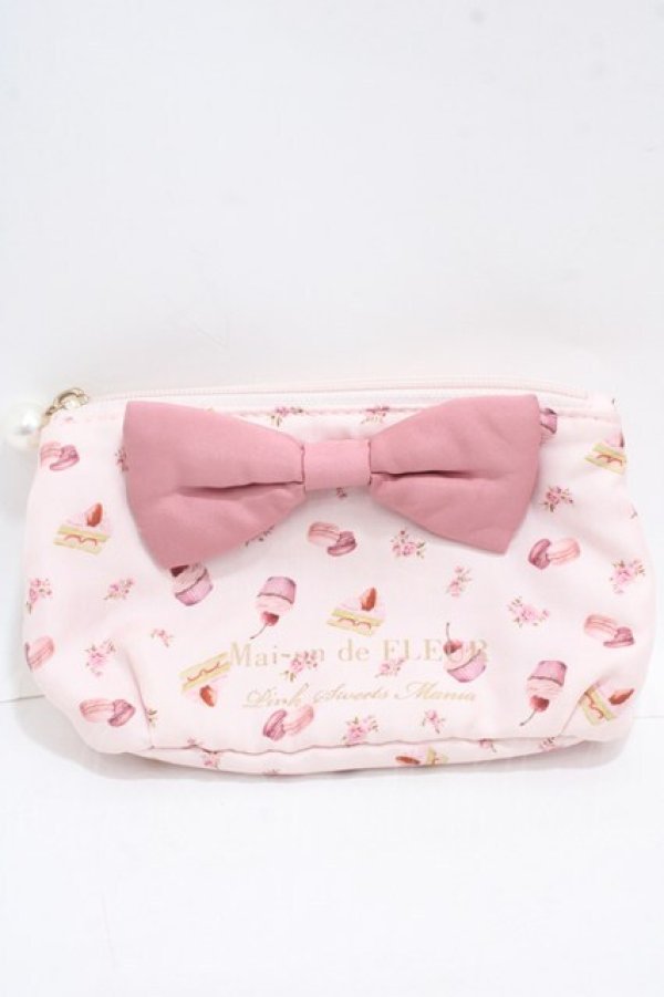 画像1: Maison de FLEUR / Pink Sweets Maniaリボンタックポーチ F ピンク Y-25-05-08-044-LO-ZA-SZ-ZY (1)