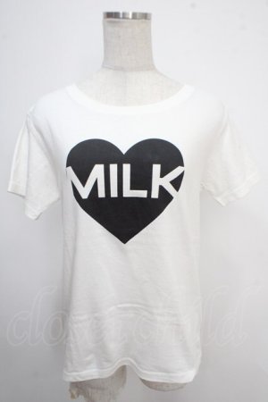 画像: MILK / ハート MILK T  オフ×ブラック Y-25-05-10-048-ML-TO-SZ-ZY