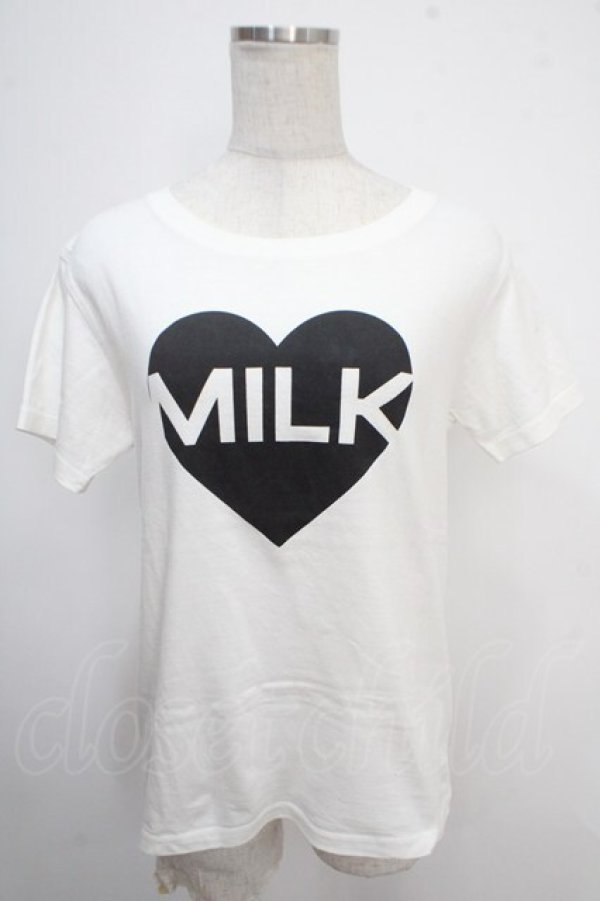 画像1: MILK / ハート MILK T  オフ×ブラック Y-25-05-10-048-ML-TO-SZ-ZY (1)