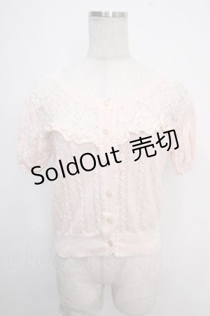 画像: Lizmelo / 半袖ニットカーデ  ピンク Y-25-05-10-054-LO-TO-SZ-ZY