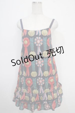 画像: Leur Getter / ロゼットプリントキャミワンピース  ネイビー Y-25-05-10-068-LU-OP-SZ-ZY