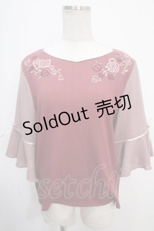 画像: axes femme / 鍵×本刺繍チューリップ袖プルオーバー F ワイン Y-25-05-10-008-AX-TO-SZ-ZY