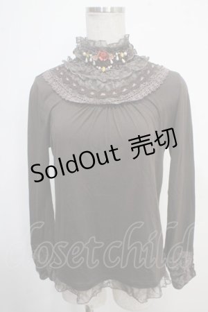 画像: axes femme / ガーデンレースハイネックインナーカットソー M 茶 Y-25-05-10-010-AX-TO-SZ-ZY