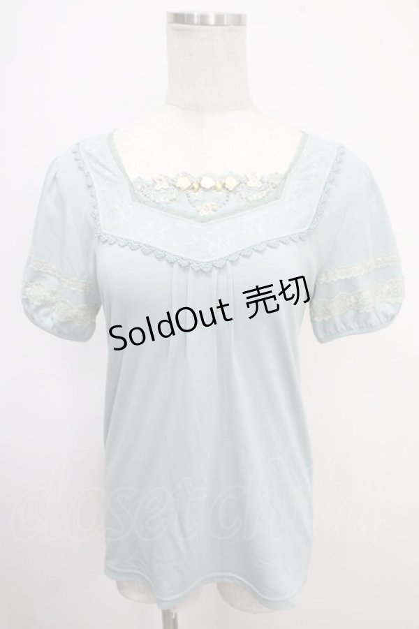 画像1: axes femme / バラｘ蝶半袖プルオーバー M サックス Y-25-05-10-011-AX-TO-SZ-ZY (1)