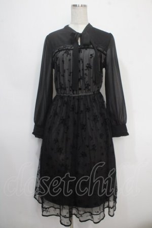 画像: axes femme / フロッキープリントレースワンピース M 黒 Y-25-05-10-093-AX-OP-SZ-ZY