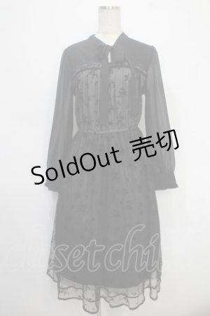 画像: axes femme / フロッキープリントレースワンピース M 黒 Y-25-05-10-093-AX-OP-SZ-ZT343