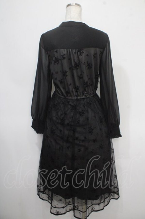 画像2: axes femme / フロッキープリントレースワンピース M 黒 Y-25-05-10-093-AX-OP-SZ-ZY (2)