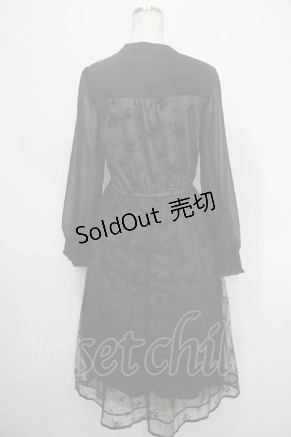 画像2: axes femme / フロッキープリントレースワンピース M 黒 Y-25-05-10-093-AX-OP-SZ-ZT343 (2)