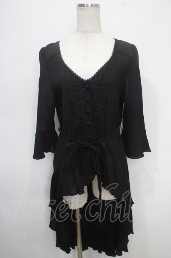 画像1: axes femme / ベルト付イレヘムカーデ M 黒 Y-25-05-10-097-AX-TO-SZ-ZY (1)