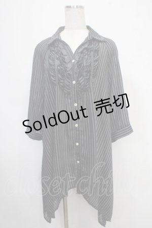 画像: axes femme / ストライプシアーシャツ  黒 Y-25-05-10-102-AX-BL-SZ-ZY