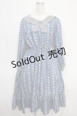 画像: axes femme POETIQUE / フラワーレトロワンピース M ブルー Y-25-05-10-109-AX-OP-SZ-ZY