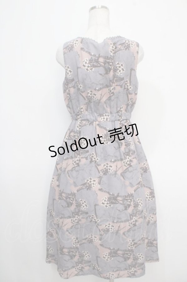 画像2: axes femme / ヴィンテージマップ柄ワンピ M ラベンダー Y-25-05-10-110-AX-OP-SZ-ZI (2)