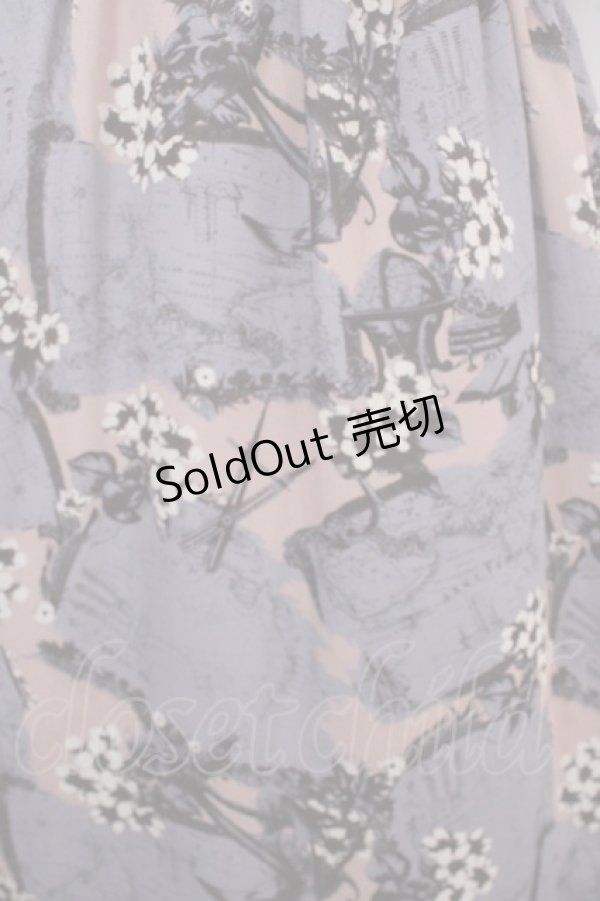 画像3: axes femme / ヴィンテージマップ柄ワンピ M ラベンダー Y-25-05-10-110-AX-OP-SZ-ZI (3)