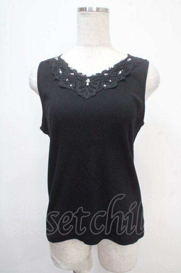 画像1: axes femme / モチーフレースタンク M 黒 Y-25-05-10-002-AX-TO-SZ-ZY (1)