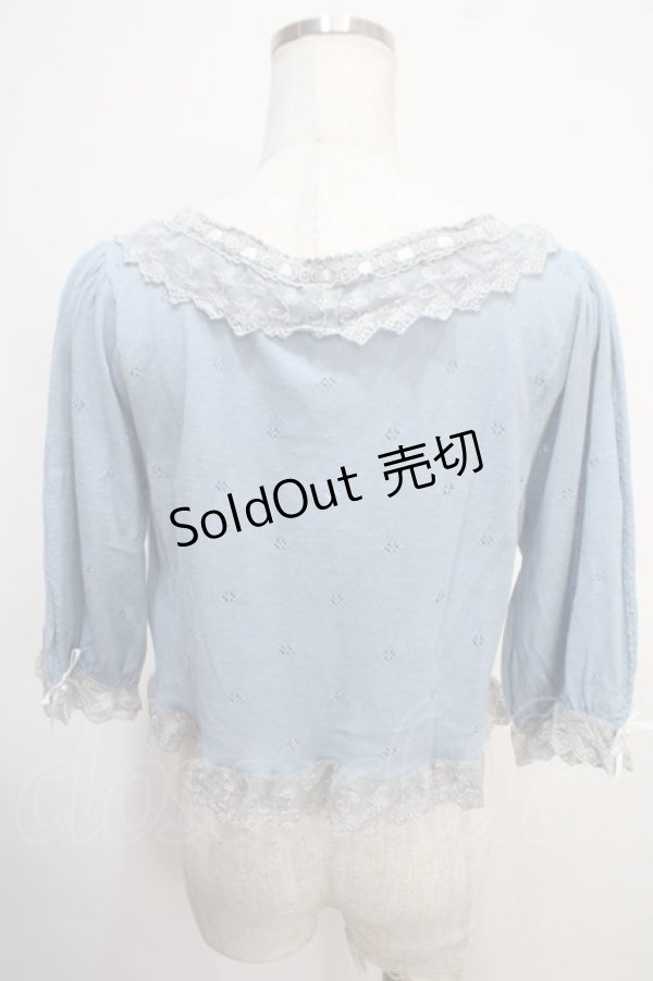 画像2: axes femme / フリルレース刺繍ボレロ M サックス Y-25-05-10-015-AX-TO-SZ-ZY (2)