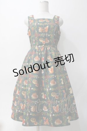 画像: axes femme kawaii / 森のケーキ屋さん柄ジャンスカ M グリーン Y-25-05-10-130-AX-OP-SZ-ZY