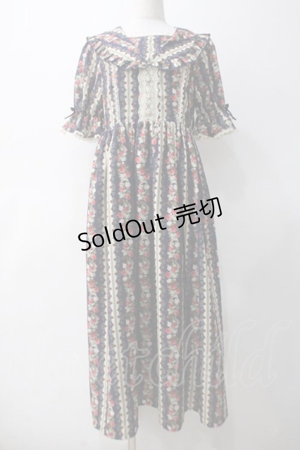 画像1: axes femme kawaii / ローズベリーガーデンワンピース M 紺 Y-25-05-10-134-AX-OP-SZ-OS (1)