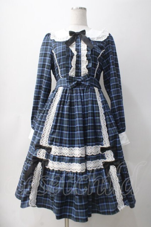 画像1: axes femme kawaii / タータンチェックワンピース M 青 Y-25-05-10-135-AX-OP-SZ-ZY (1)
