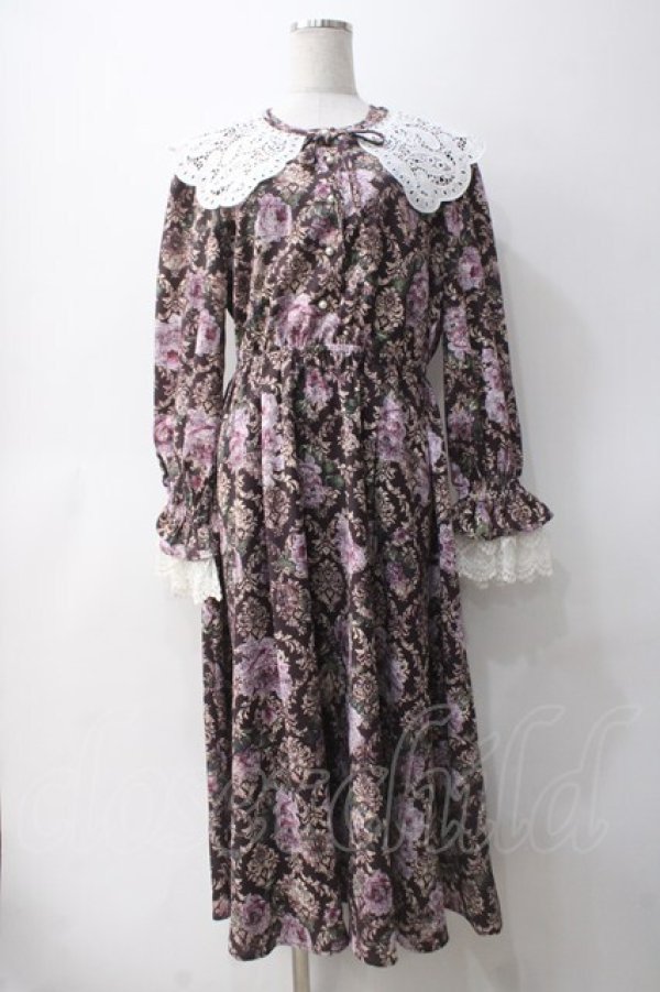画像1: axes femme NOSTALGIE / クラシックローズワンピース  ワイン Y-25-05-10-136-AX-OP-SZ-ZY (1)