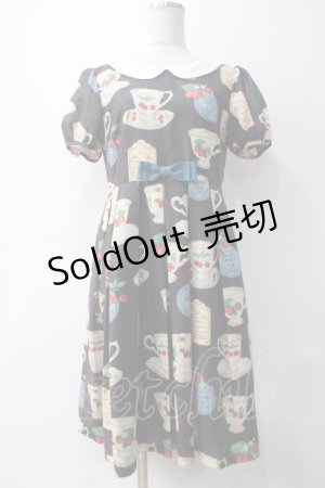 画像: Leur Getter / フルーツティータイム袖付ワンピース  黒 Y-25-05-10-139-LU-OP-SZ-ZY