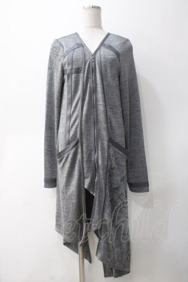画像1: Ozz Croce / ダブルZIPアシメロングカーディガン  グレー Y-25-05-10-144-OO-TO-SZ-ZY (1)