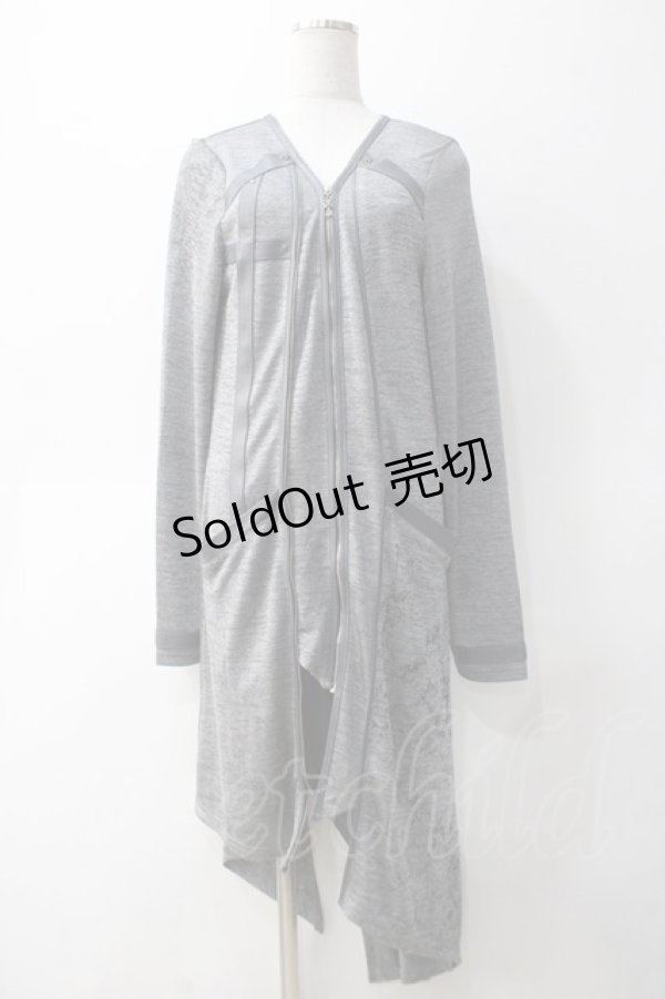 画像1: 【SALE】Ozz Croce / ダブルZIPアシメロングカーディガン  グレー Y-25-05-10-144-OO-TO-SZ-ZT102 (1)