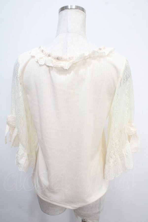 画像2: axes femme / レース×リボン袖プルオーバー M 生成り Y-25-05-10-018-AX-TO-SZ-ZY (2)